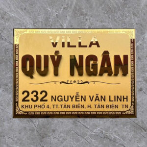 Biển số nhà biệt thự, villa chất liệu đồng, chữ nổi BT02