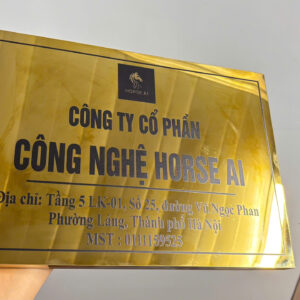 Biển inox vàng gương in UV