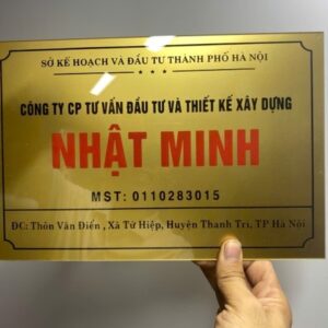 Biển mica in UV nền nhũ vàng