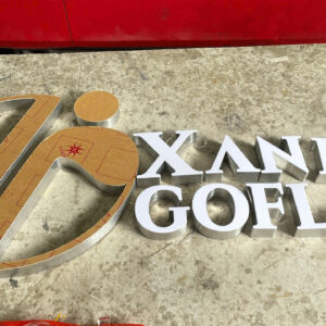 Chữ inox lọng viền mặt mica hút nổi