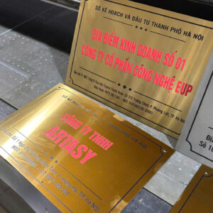 Biển công ty inox in UV