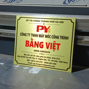 Biển Công Ty ALU Vàng Bạc Gương Xước in UV