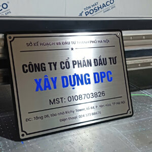 Biển Công Ty Inox in UV Ốp Đế Mica
